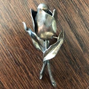 Jewelart Vintage Sterling Silver Large Floral Pin